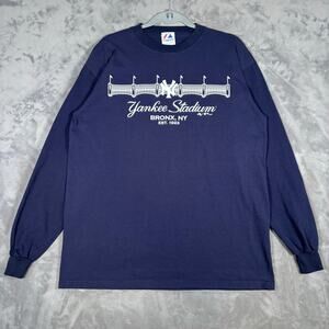 Majestic New York Yankees Yankee Stadium Navy Long Sleeve Shirt Small